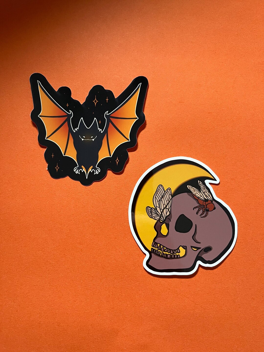 Slugger Bat Sticker Halloween Sticker Pair - Bat- 3” X 2.8” Skull- 2.8” X 3” - Etsy