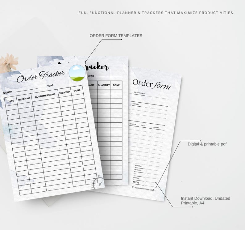 Order Forms and Tracker, Printable Small Business Forms, Templates ...