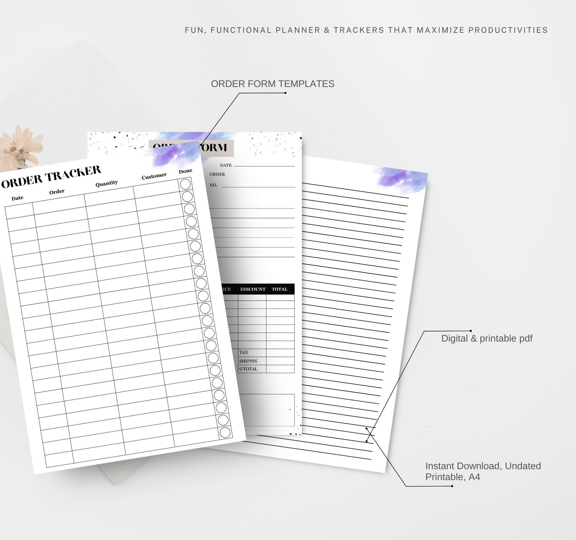 Order Tracker and Invoice Templates, Printable Small Business Forms ...