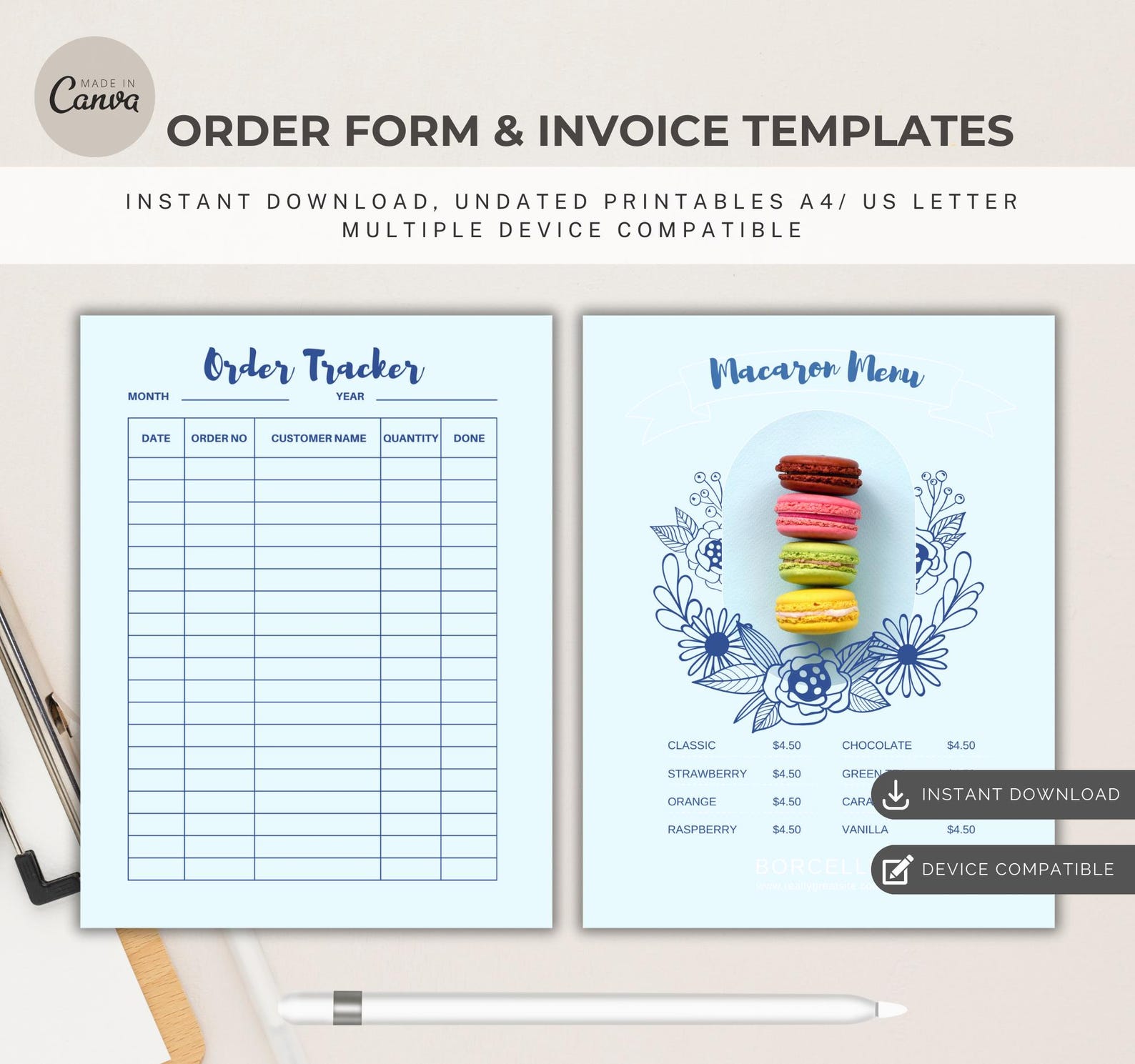 Menu Order Form and Invoice Templates, Printable Small Business Forms ...