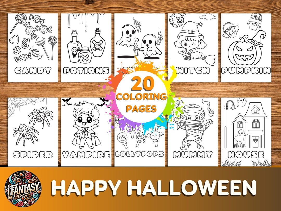 Libro Da Colorare Di Halloween per Bambini - 20 Pagine Di Magia E  Divertimento Con Vampiri, Streghe E Creature Spaventose - Etsy, image size:1080x810