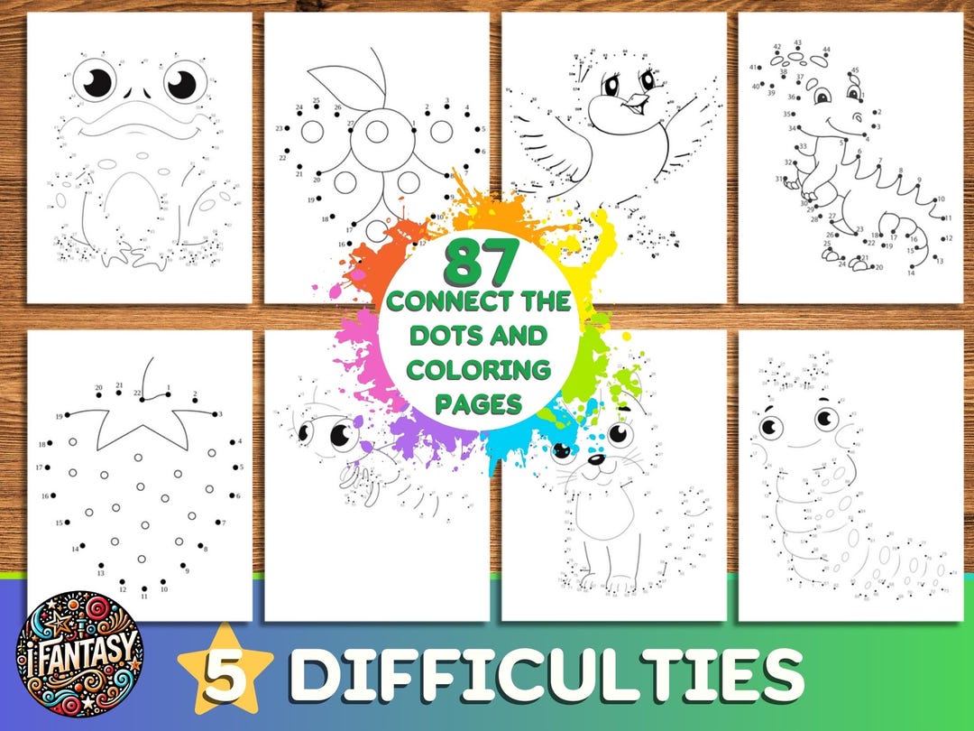 Set of 87 Connect the Dots and Coloring Pages for Kids - Fun and ...
