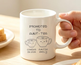 Promoted to Aunt-tea Mug, New Aunt Coffee Mug Baby Announcement Gift, Personalized Auntie Baby Reveal, New Aunt Pregnancy Gift, Gift for Her