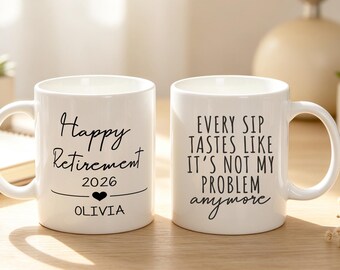Personalized Retirement Coffee Mug, Happy Retirement Cup, Custom Retirement Gift For Boss Coworker, Officially Retired Cup, New Chapter Gift