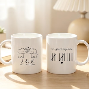 Gepersonaliseerde gegraveerde keramische mok voor stellen, huwelijks- of jubileumherinnering, jubileumcadeau-idee voor haar, Willow Tree koffiemok, huwelijksgeschenk