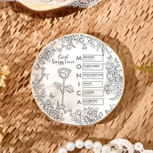 Personalisierte christliche Name Schmuckschale, benutzerdefinierte religiöses Geschenk, Geschenk mit Bibel Vers, Schrift Geschenk für Frauen, Geschenk für Mutter, Taufe Geschenk