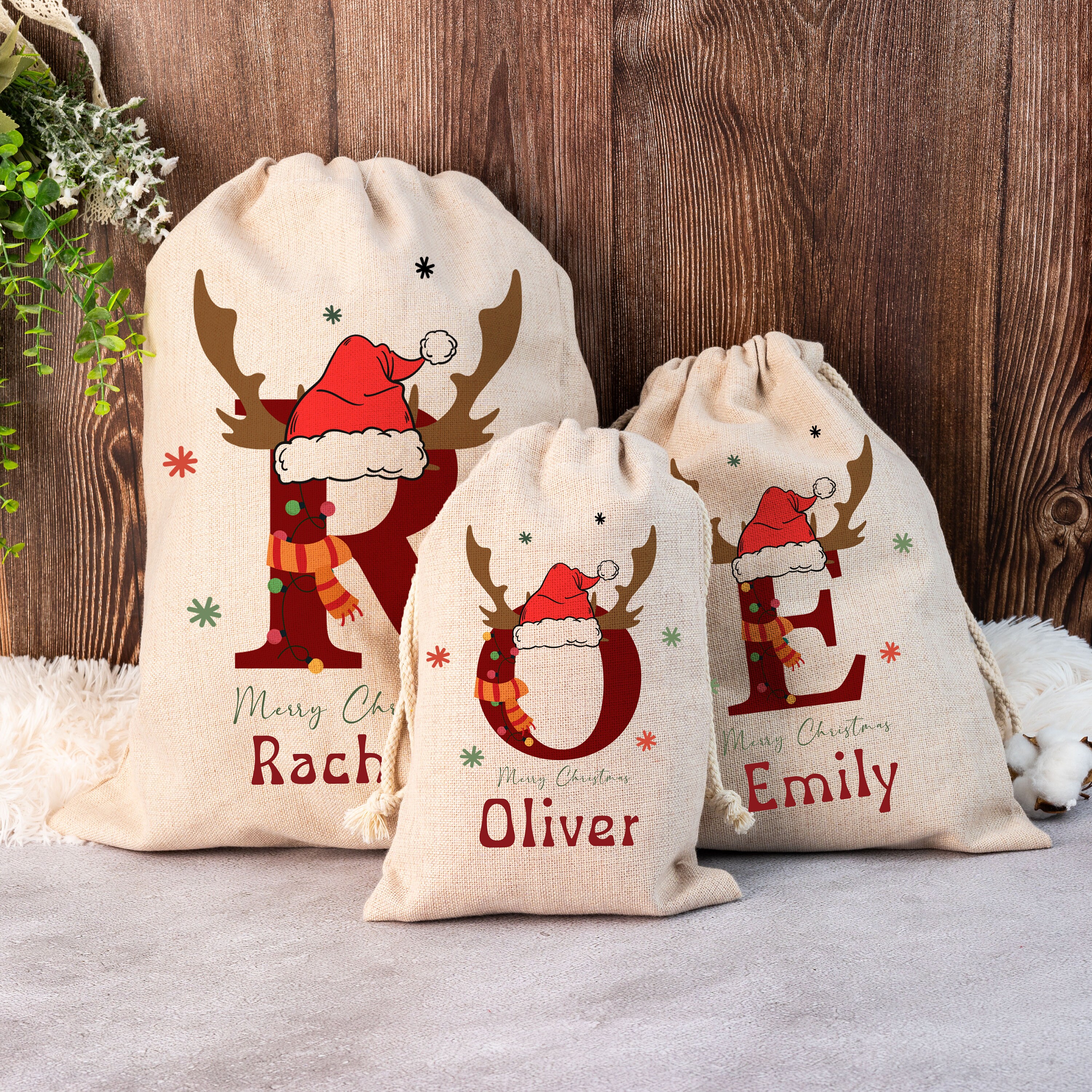 Discover Personalised Christmas Eve Sack, Custom Christmas Gift Sack, Christmas Santa Sack, Christmas Gift Bag