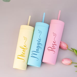 Vaso personalizado con pajita, regalos para damas de honor, propuesta para damas de honor, recuerdos para despedida de soltera, vaso navideño, regalos de viaje para chicas, regalo de cumpleaños