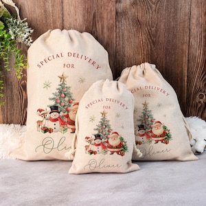 Personalised Santa Sack,Xmas Toy Sack with Name,Special Delivery Christmas Eve Sack,Christmas Present Sack,Xmas Gifts For Kids,Santa Sack