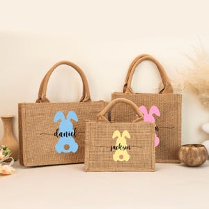 Benutzerdefinierte Ostern Tasche mit Hase,Ostern Korb Geschenk Tasche,Ostern Tasche mit Namen,Ostern Geschenke,Eiersuche,Ostern Dekor,Osterhase Eimer