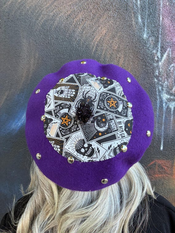 Purple Rhinestone Beret D-GROEE Beret Hats for Women French Artist hat Fashion  main image 3