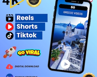 50 Greece Videos – HD/4K Digital Bundle | Santorini, Athens, Islands, Sea Views & Travel Scenes