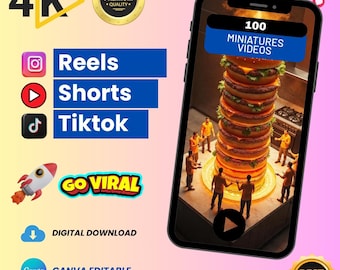 AI Miniature Cooking Videos | 100 Viral Reels & Shorts (Digital Download)