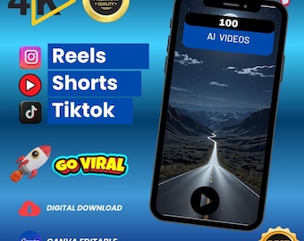 100 Nature AI Videos, TikTok Reels YouTube Shorts, Canva Editable (Digital Download)