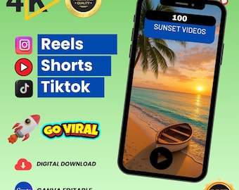 Sunset Video Bundle: 100 HD/4K Clips for TikTok, Reels, YouTube (Digital Download)