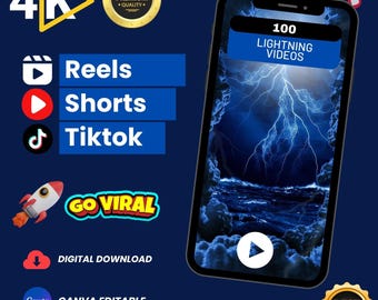 100 Lightning Videos – HD/4K Digital Bundle | Thunderstorms, Sky Flashes, Rain & Cinematic Nature Scenes