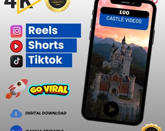 100 Castle Video Clips | 4K Fairytale Fortress Footage (Digital Download)