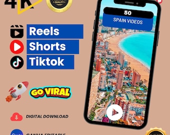 50 vídeos de España – Paquete digital HD/4K / Madrid, Barcelona, playas y paisajes de viajes por el Mediterráneo