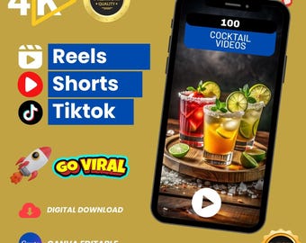 100 Cocktail HD/4K Videos – Mixology, Bar Scenes (Digital Download)