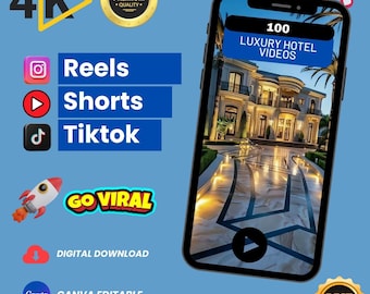 Paquete de videos de hoteles de lujo: más de 100 clips HD/4K para TikTok, Reels y YouTube (descarga digital)