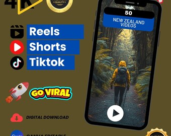50 New Zealand Videos – HD/4K Digital Bundle | Mountains, Lakes, Nature & Travel Cinematic Scenes