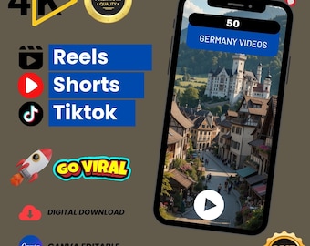50 vídeos de Alemania – Paquete digital HD/4K / Berlín, castillos, naturaleza, calles y paisajes de viajes