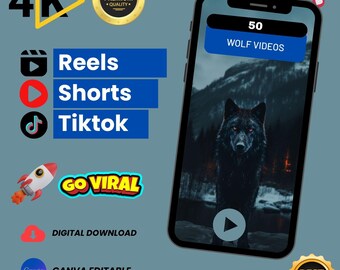 50 Wolf Videos – HD/4K Digital Bundle | Wild Wolves, Forest, Snow & Animal Cinematic Scenes