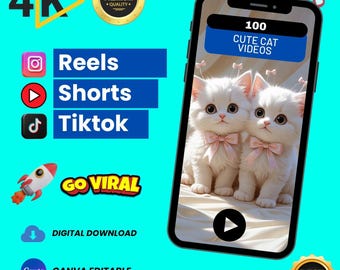 100 Cute Cat Videos | 4K Viral TikTok Reels YouTube (Digital Download)
