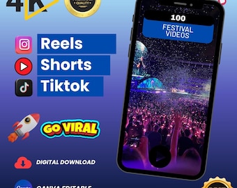 100 Festival Video Clips: TikTok, Reels, YouTube Shorts (Digital Download)