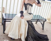 Mermaid Wedding Dress - Goth Gothic Bridal Steampunk Gown Halloween Wedding - "Dark Dance Gown" -Custom to Order