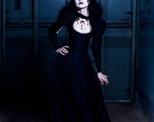 Evil Queen Dress - Gothic Bridal Gown - Long Corset Dress - "Black Dragon Gown " Halloween Wedding Vampire Dress - Custom to Order