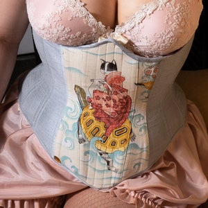 Cat Corset Victorian Steel Boned Burlesque Waist Cincher Wedding Lingerie Kawaii Cupped Rib Custom to Order