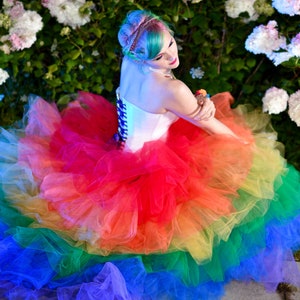 Rainbow Tulle Skirt Petticoat Ballgown Pride LGBTQ Prom Wedding Gay Fashion Rainbow Fluff - SKIRT ONLY Custom to your Size