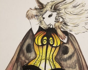 Motte Kleid Art Print Gothic Home Decor Goth Fantasy Fashion Illustration Bug Insekt Skizze 4 X 6 Zoll-Fotogeschenk