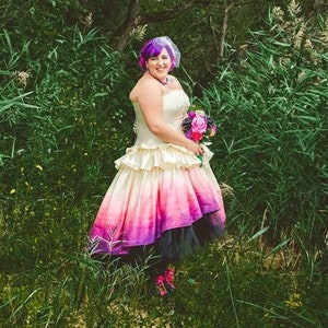 Ombre Wedding Dress Woodland Fairy Costume Alternative High Low Dress Unique Pink Purple Short Gown Custom to Order image 5