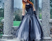 Gothic Tulle Wedding Skirt Two Toned long Petticoat Wedding Cosplay Dark Fairy Costume Custom to Order