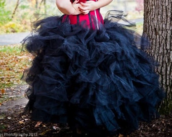 Extra Fulle Black Crinoline Tulle Petticoat Wedding Skirt Gothic Steampunk Bridal Goth Fairy- Custom to Your Size