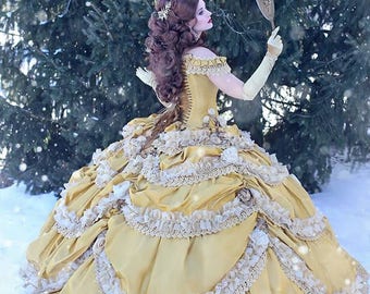 Beauty and the Beast Wedding Dress Couture Belle Dress Corset Faitytale Gown Disney Wedding Belle Gown  Custom Petite to Plus