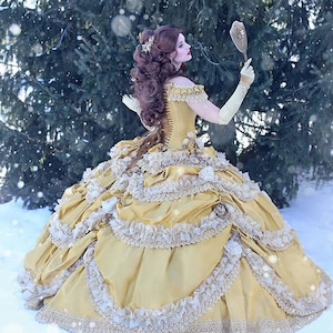 Beauty and the Beast Wedding Dress Couture Belle Dress Corset Faitytale Gown Disney Wedding Belle Gown  Custom Petite to Plus