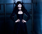 Goth Black Dragon Gothic Wedding Dress Vampire Dominatrix Fetish Corset Long Sleeve Bridal Gown Alternative Custom to Order