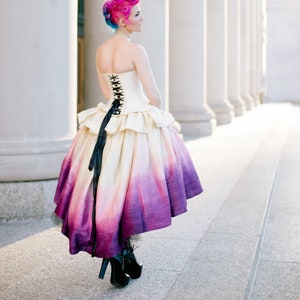 Ombre Wedding Dress Woodland Fairy Costume Alternative High Low Dress Unique Pink Purple Short Gown Custom to Order