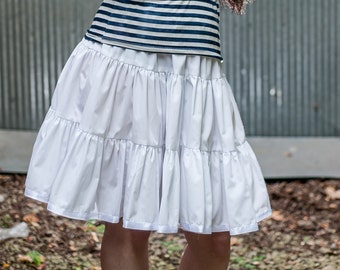 White Cotton Lolita Petticoat  - Western Teired  Skirt - Victorian Steampunk Pettiskirt  - Petite to Plus size - Custom to your size XS-5XL