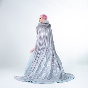 Winter Queen Wedding Dress Ice Wedding Corseted Bridal Gown in Pale Blue Custom to Order Petite to Plus image 9
