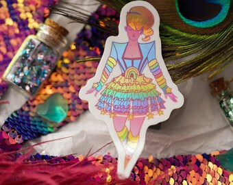Rainbow Brite Holographic Sticker 90s Retro Gift Fantasy Glitter 3 inches X 1 inches
