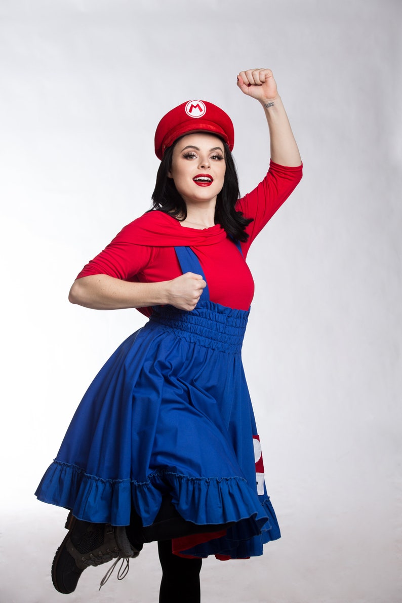Mario Cosplay Dress Woman/'s Costume Geek Super Mario Brothers Video Game Custom to Order Petite to Plus Size