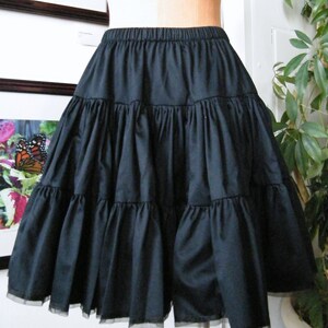 Witchy Clothing UnderSkirt Black Cotton Goth Skirt Gothic Lolita Petticoat Short Tiered Ruffled Skirt Custom to Order Petite to Plus size image 1