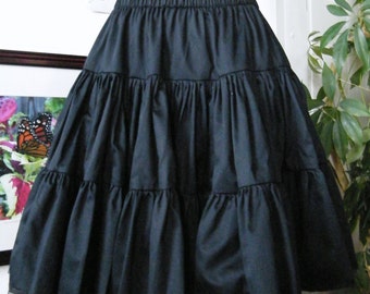 Witchy Clothing UnderSkirt Black Cotton Goth Skirt Gothic Lolita Petticoat Short Tiered Ruffled Skirt Custom to Order Petite to Plus size