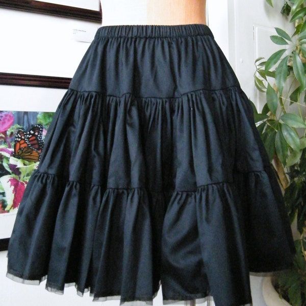 Witchy Clothing UnderSkirt Black Cotton Goth Skirt Gothic Lolita Petticoat Short Tiered Ruffled Skirt Custom to Order Petite to Plus size