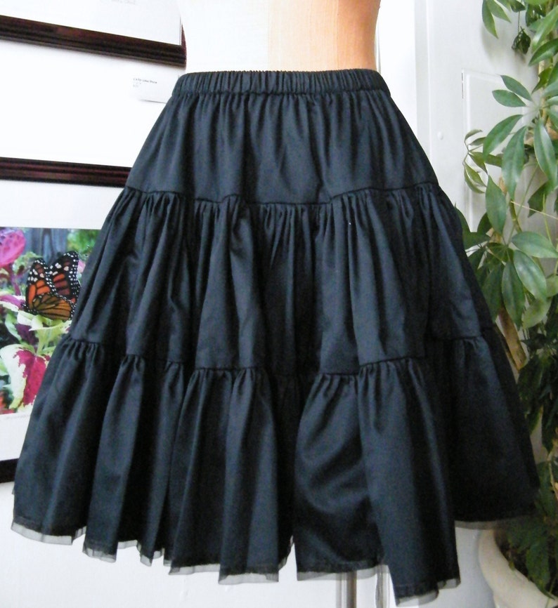 Witchy Clothing UnderSkirt Black Cotton Goth Skirt Gothic Lolita Petticoat Short Tiered Ruffled Skirt Custom to Order Petite to Plus size image 1