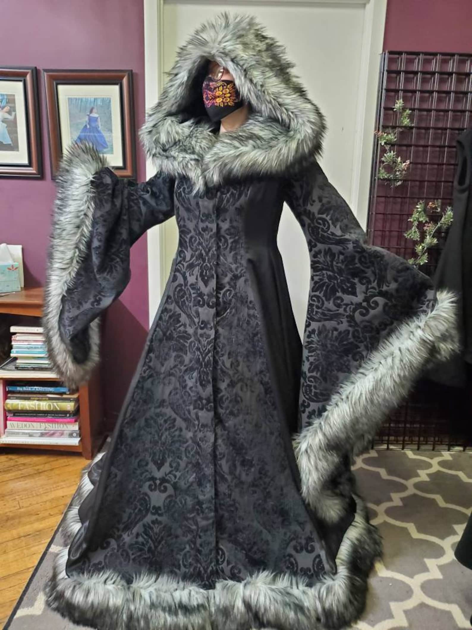 Goth Viking Queen Wedding Dress With Sleeves Unique Faux Fur - Etsy